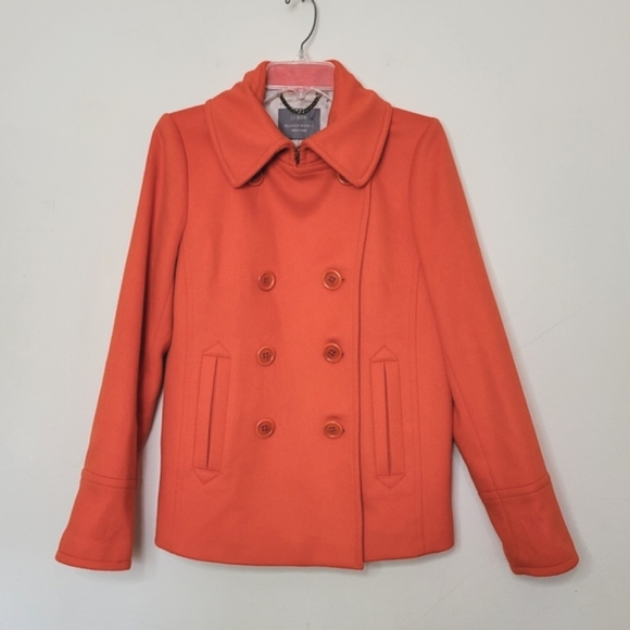 J. Crew Jackets & Blazers - J Crew Double Breasted Peacoat in Nello Gori Wool in Coral size Large